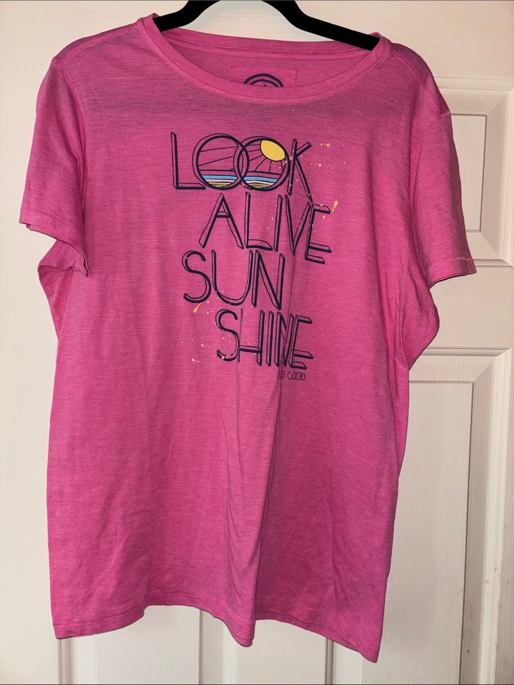 Life is Good Pink Graphic Tee "Look Alive Sunshine" XL NWOT
